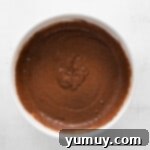chocolate muffin batter in a bowl, showcasing its rich, dark color.