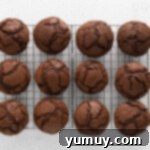 double chocolate muffins lined up on a cooling rack, steam gently rising.