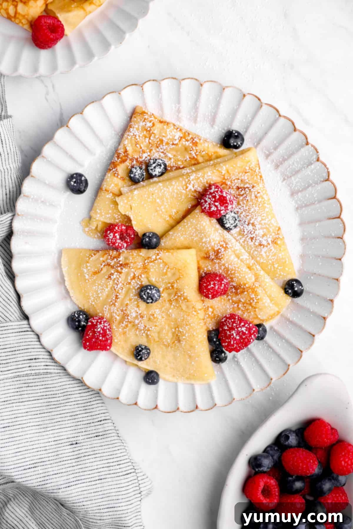 a plate of easy homemade crepes