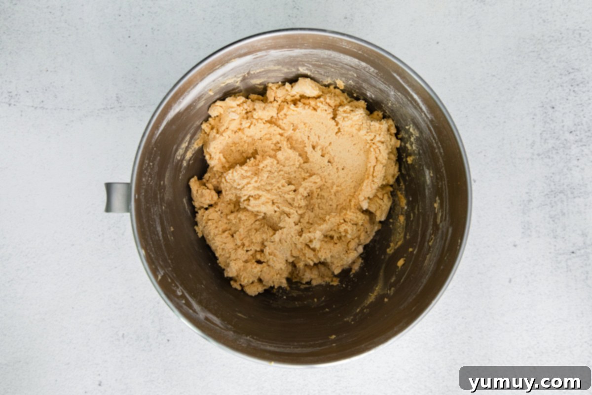 cookie dough in a mixing bowl