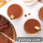 3 cups of mexican hot chocolate with cinnamon sticks.