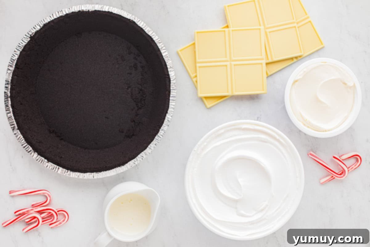 Frosty Peppermint Delight 3 A close-up view of the ingredients for the peppermint pie, showcasing the vibrant colors and textures.