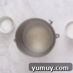 Salt and cream of tartar added to the foamy egg whites in a stainless steel mixing bowl, continuing to whip.