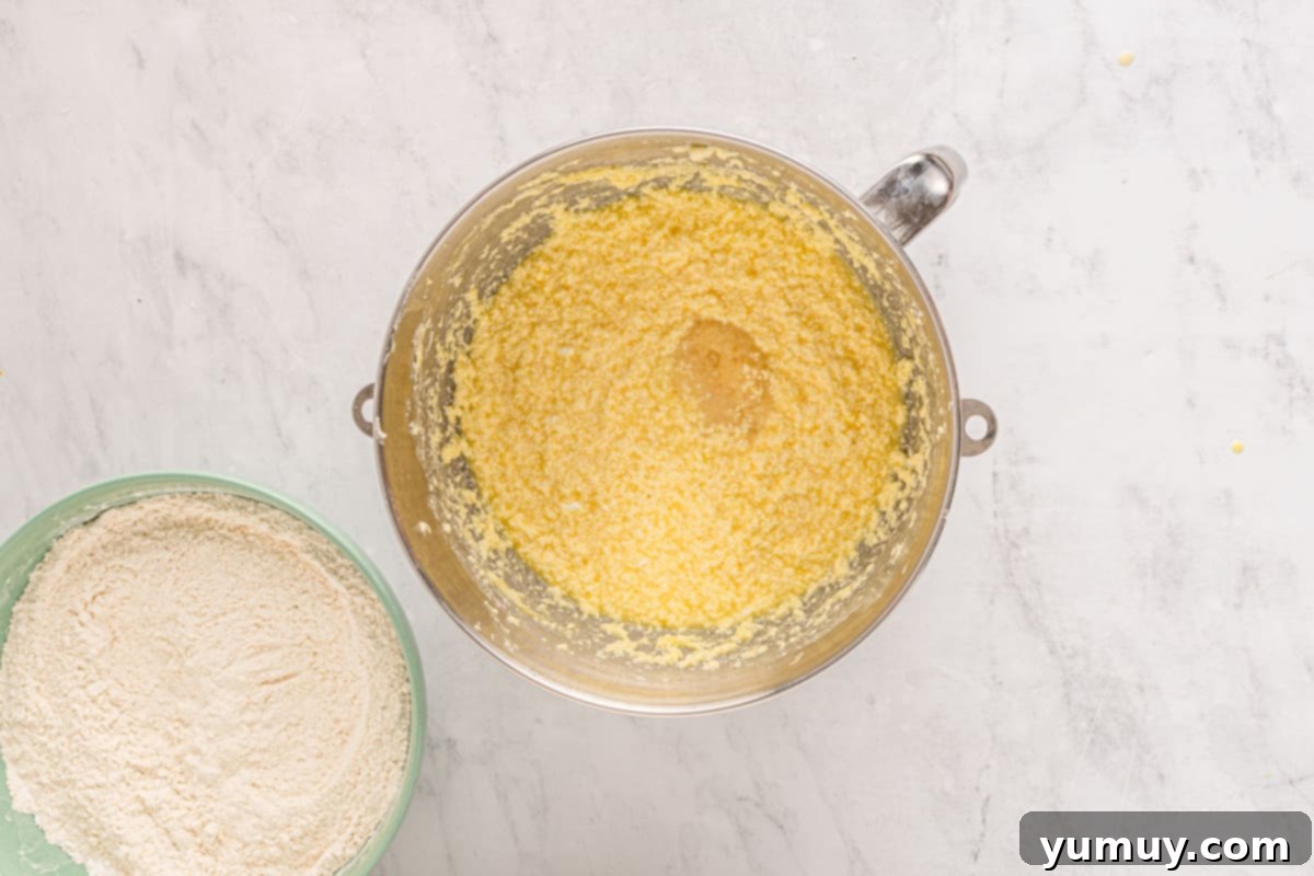 a bowl of flour yellow cake mix.