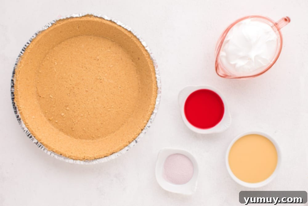 overhead view of ingredients for kool aid pie.