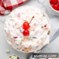 Featured ambrosia salad in a decorative bowl.