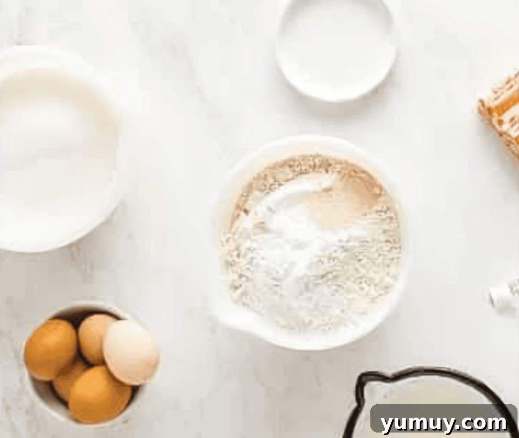dry ingredients for a cake in a white bowl.