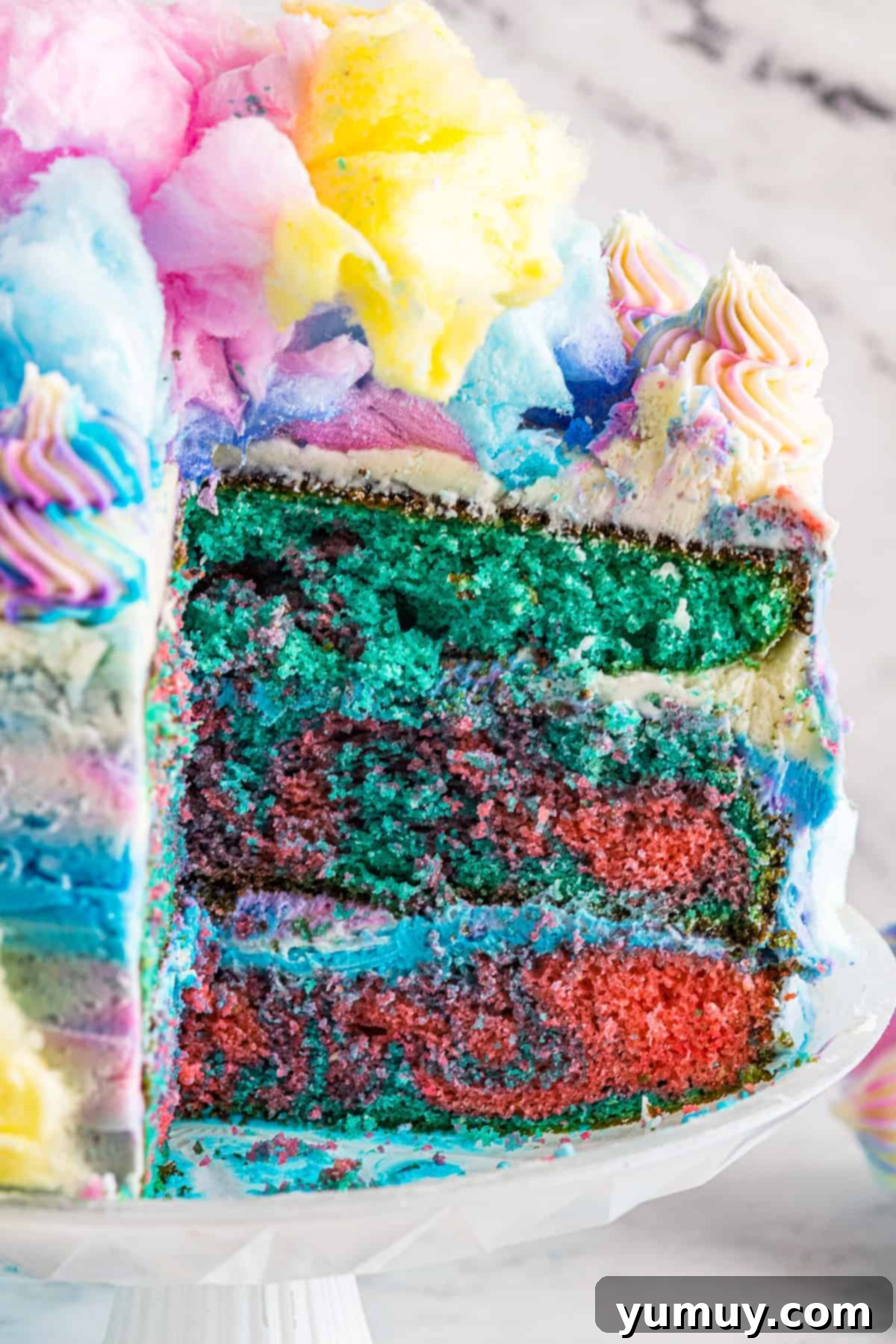 inside of cotton candy cake