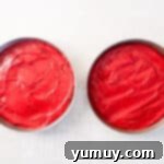 Effortless Red Velvet Cake from a Mix 9 red velvet cake batter split into 2 round cake pans.