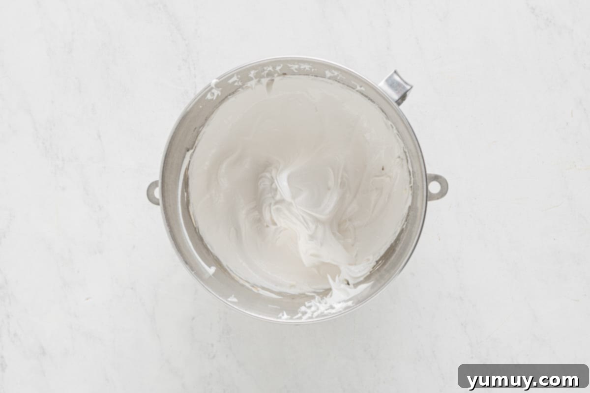 Layered S'mores Delight 12 whipped cream in a bowl on a marble countertop.