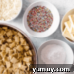 Ingredients for birthday cake puppy chow, including heat-treated yellow cake mix.