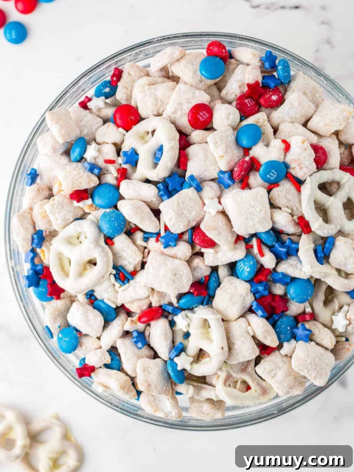 bowl of patriotic puppy chow