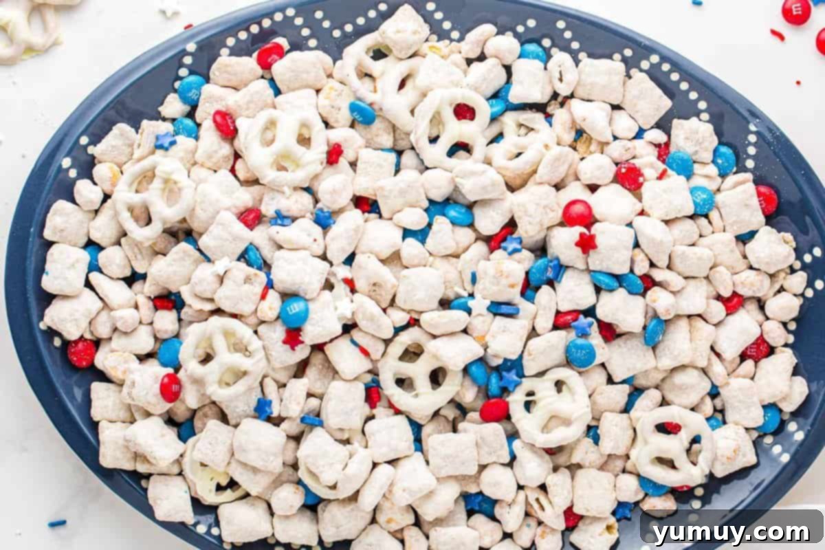 platter with 4th of july puppy chow
