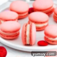 pink Valentine's Macarons on plate