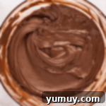 melted chocolate in a glass bowl.