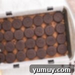 Double Stuf Oreos arranged in neat rows over the cookie dough base in a baking pan.