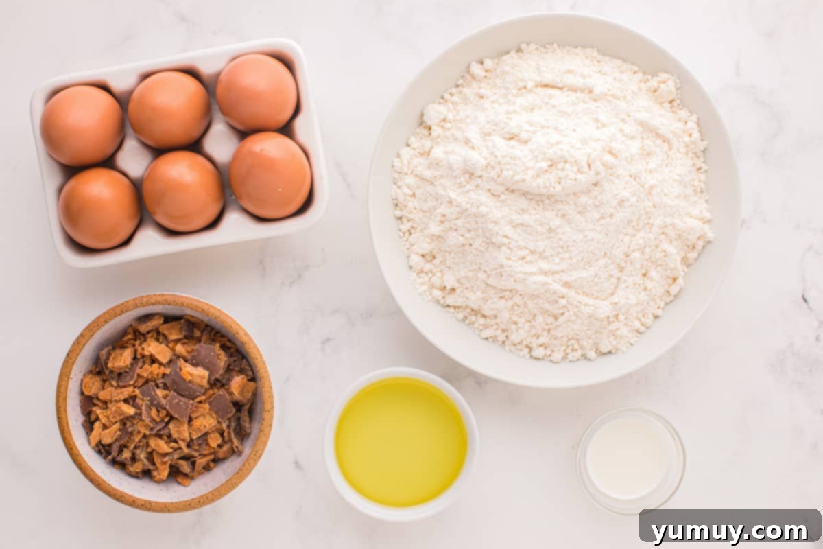 A bowl of dry cookie mix and an egg, ready to be combined, set against a kitchen backdrop.