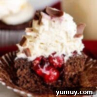 cherry stuffed black forest cupcake