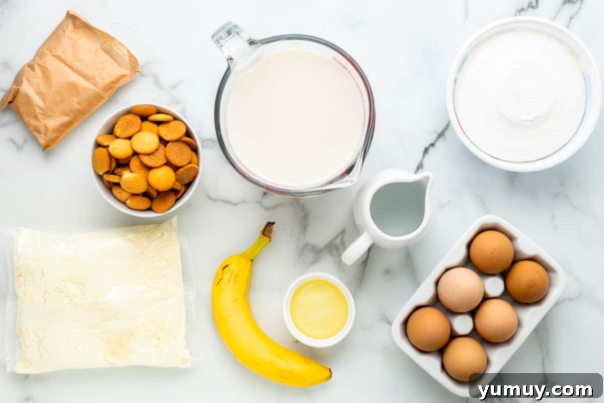 ingredients for banana cream pie poke cake