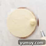 a cake with a frosting on top, decorated with swirls and zest.