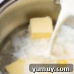 Crispy Chocolate Cruller Twists 5 pouring milk into a metal bowl