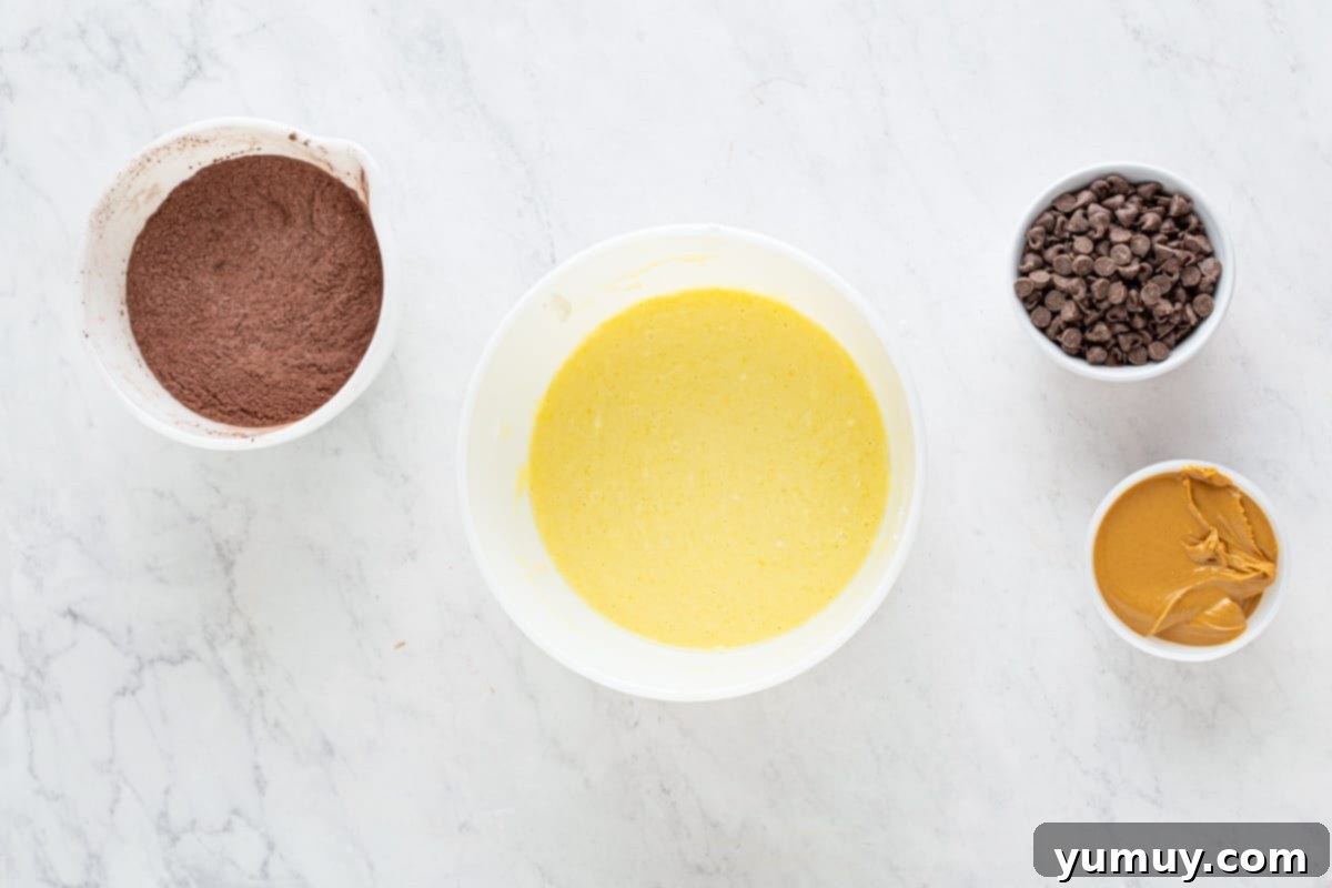 ingredients for chocolate peanut butter muffins