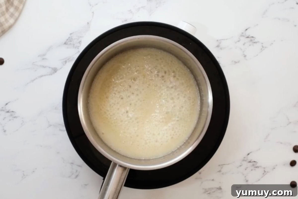 melted sweetened butter in a saucepan.