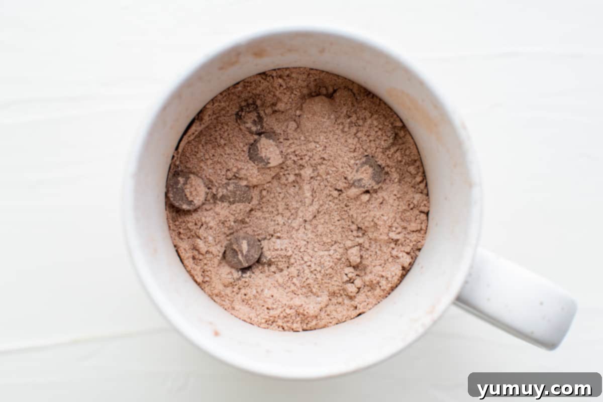 dry ingredients in a mug