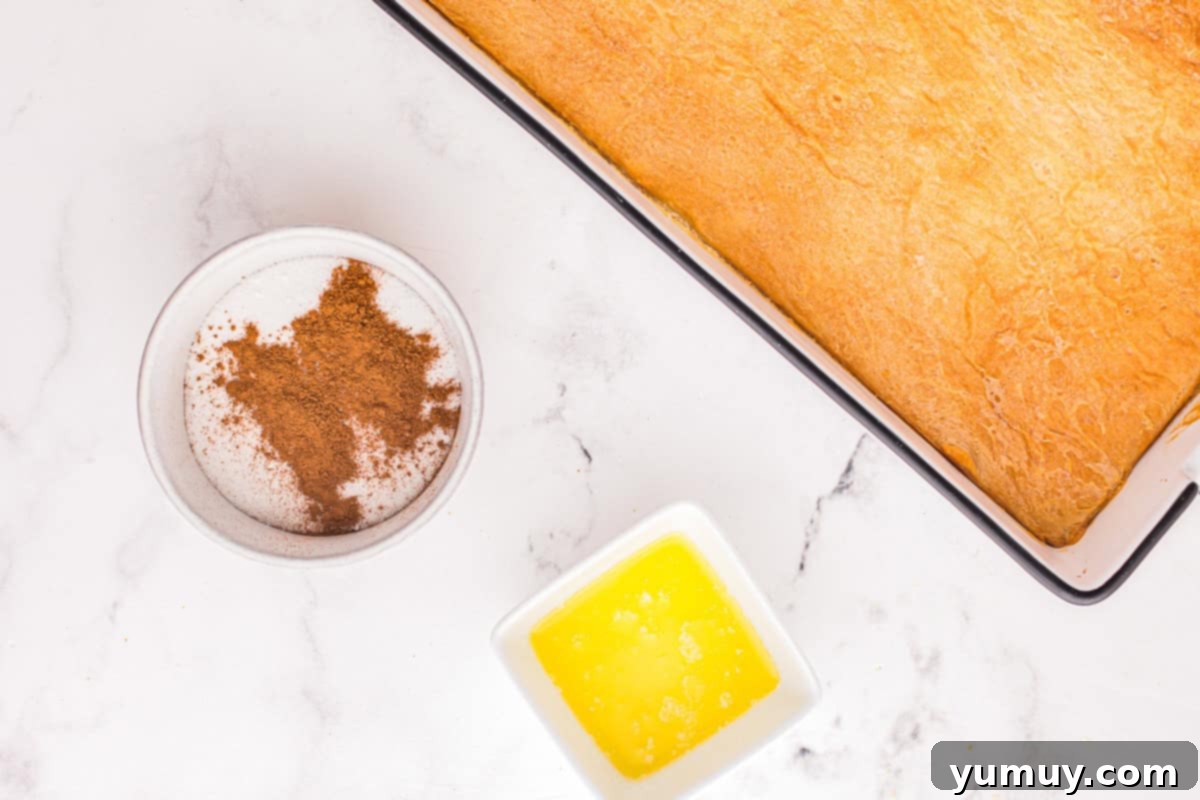 Small bowls containing rich melted butter and a finely balanced cinnamon-sugar mixture, prepared for the churro topping.
