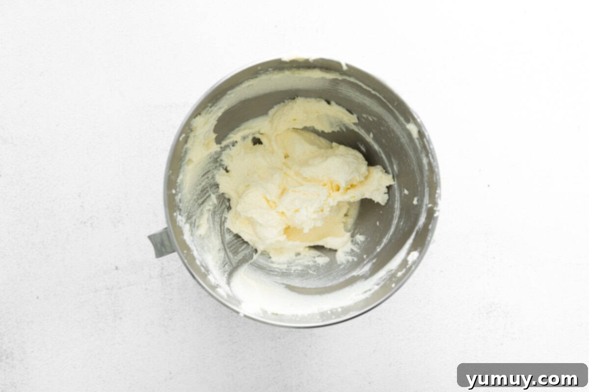 creamed butter and sugar in a stainless mixing bowl.