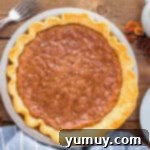 German Chocolate Coconut Pecan Delight Pie 13 Freshly-baked German chocolate pie in a pie pan.