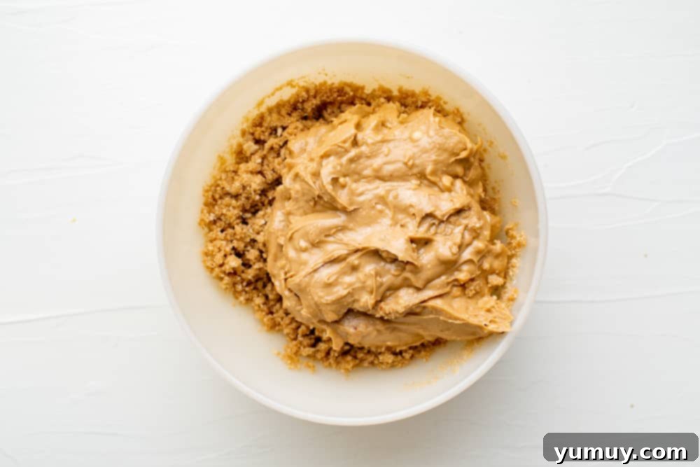 Peanut Butter Dream Bars 14 crunchy peanut butter mixture in a bowl