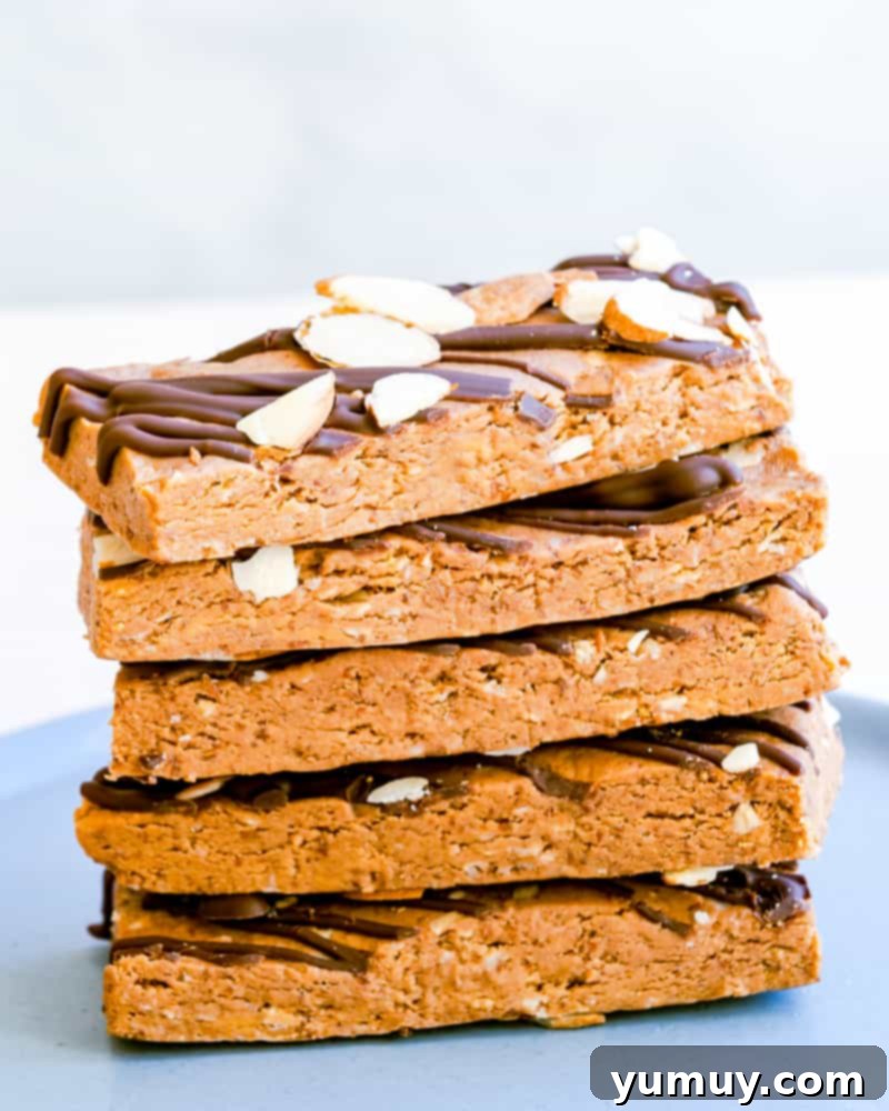 Crafting Your Perfect Protein Bars 2 a stack of no bake protein bars viewed from the side