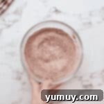 dry ingredients for hot chocolate cookies in a glass bowl.