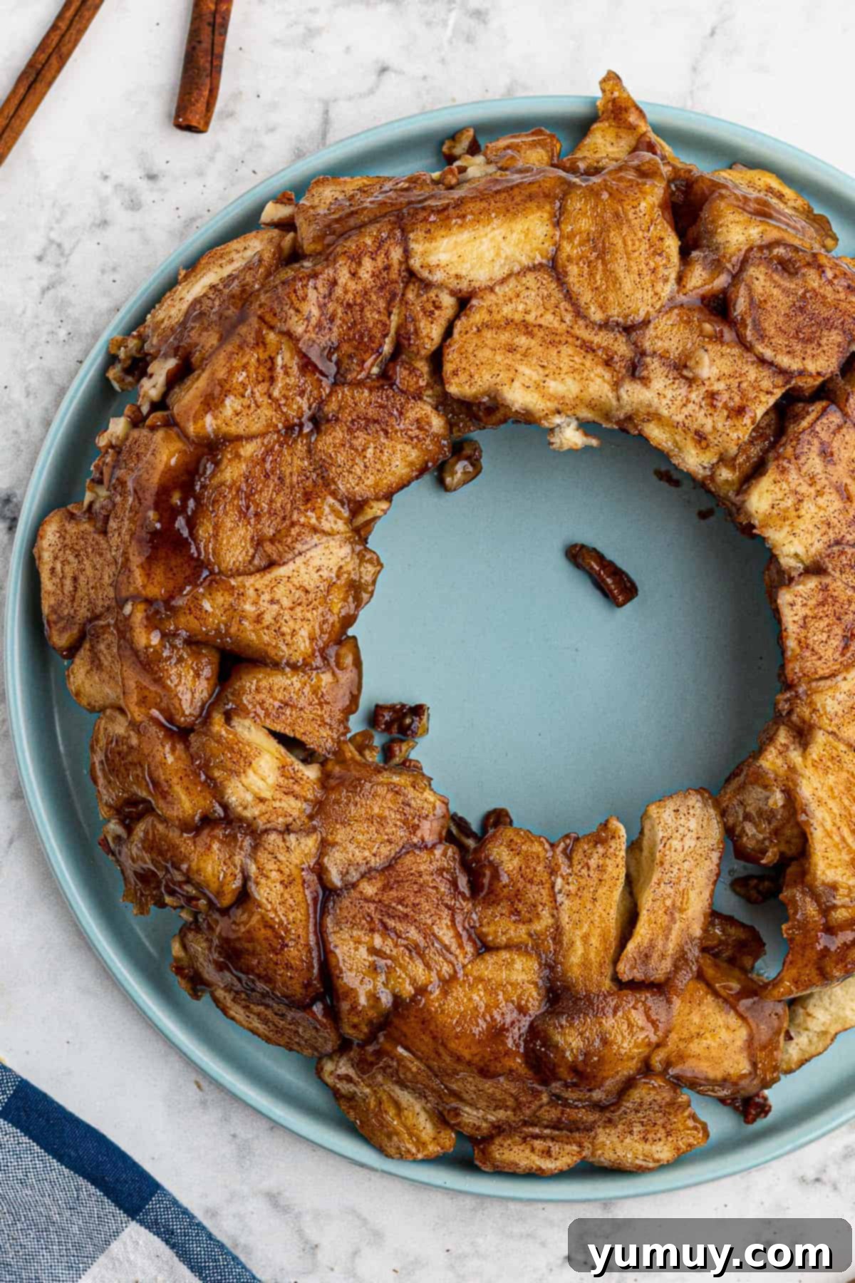 Instant Monkey Bread Delight 2 Golden brown and incredibly gooey microwave monkey bread, fresh out of the microwave.