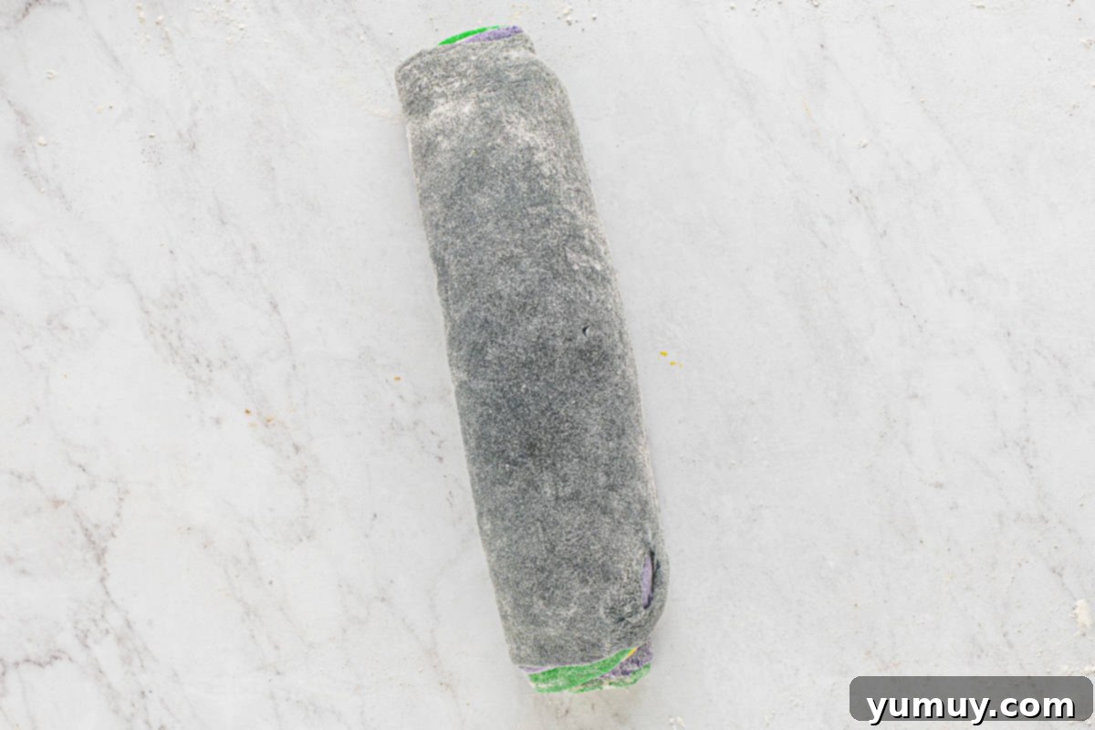 Enchanted Halloween Loaves 21 Bread dough rolled together into a loaf.