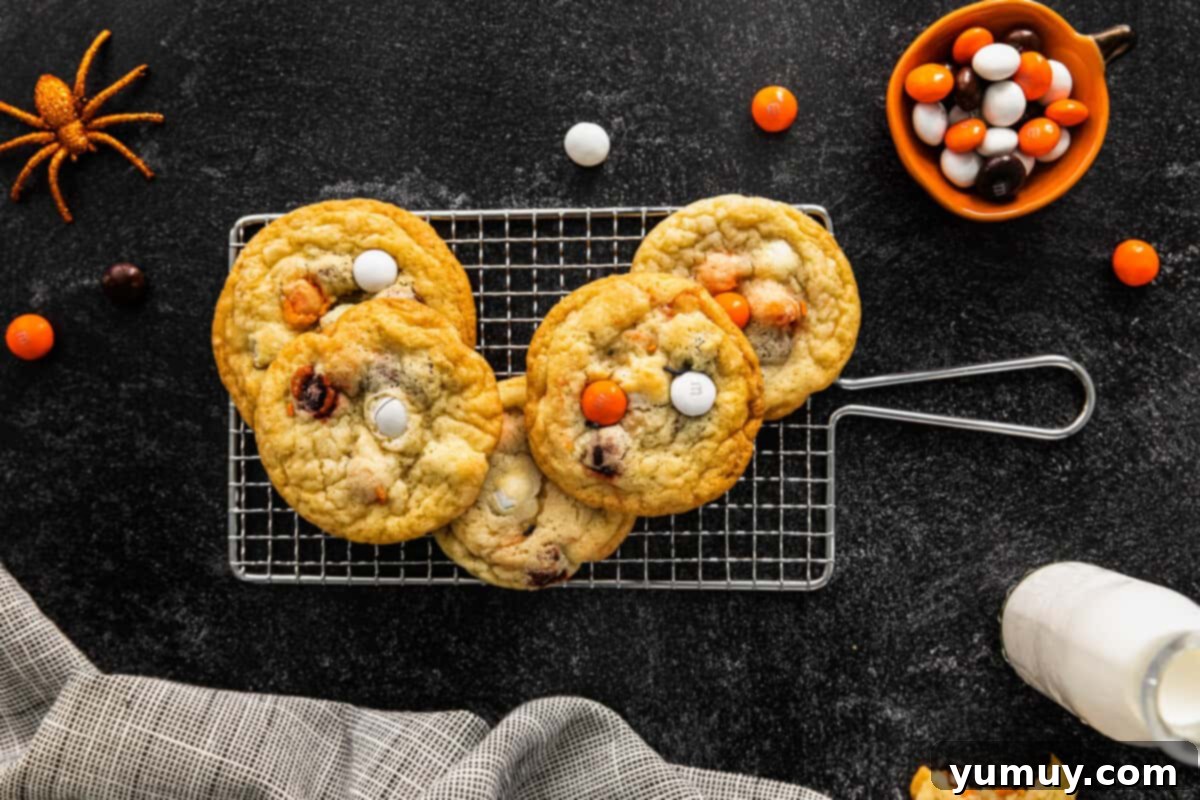 4 halloween m&m cookies