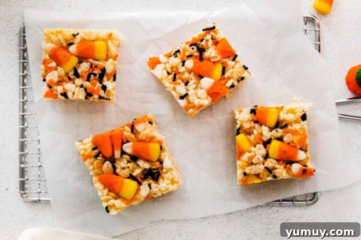 Spooky Crispy Halloween Squares 14 Squares of Halloween Rice Krispie treats.