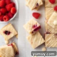 Raspberry Bliss Blondies 4 Featured raspberry blondies, showcasing their delightful texture and appealing appearance.